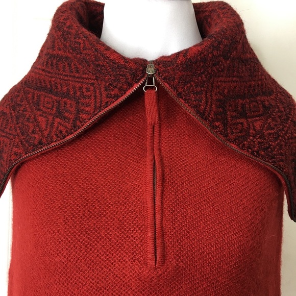Women's Red Poncho Sweater - Picture 10 of 12